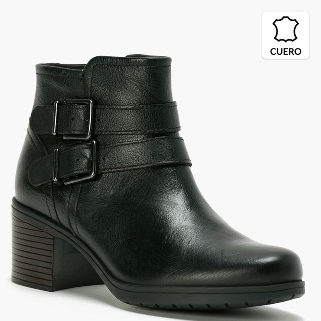 CLARKS - Botin de Cuero Mujer Negro