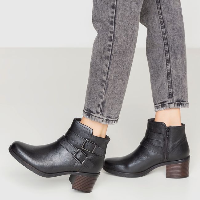 CLARKS - Botin de Cuero Mujer Negro