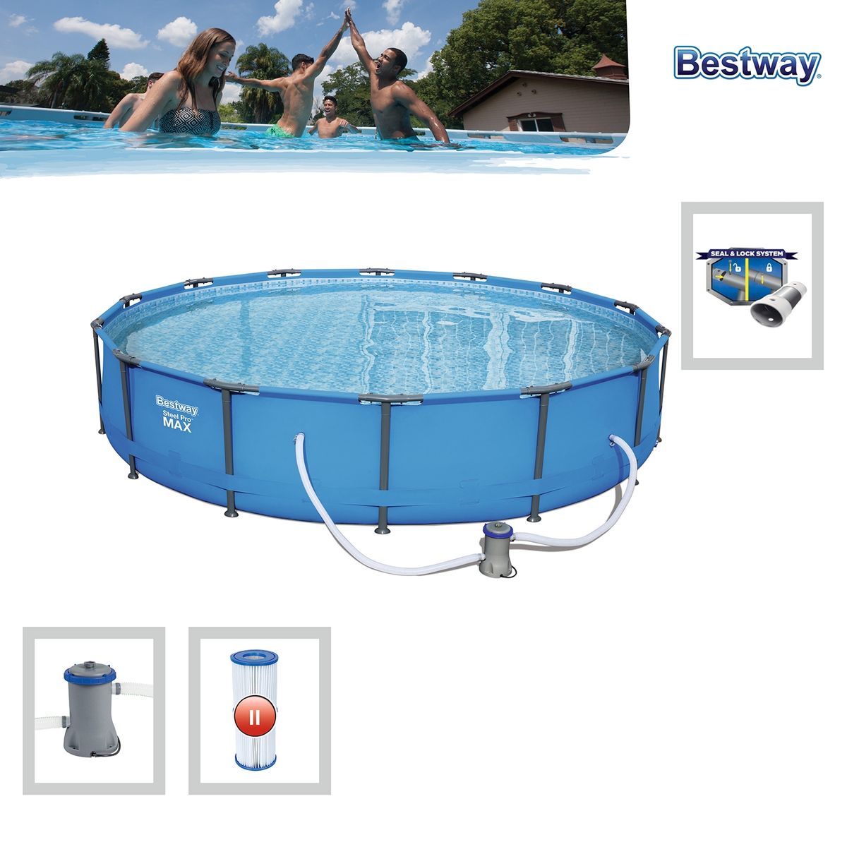 BESTWAY - Piscina Estructural con Filtro 427 cm. Bestway