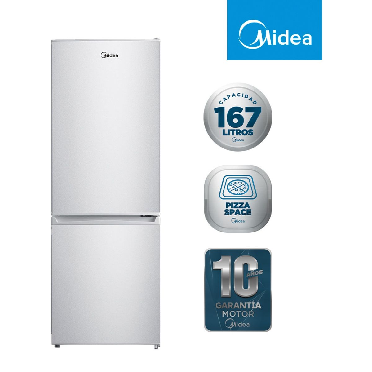 MIDEA - Bottom Freezer 167Lt Frío Directo Mrfi-1700S234Rn Midea