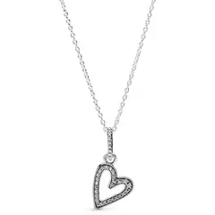 PANDORA - Collar Boceto De Corazón Brillate Mujer