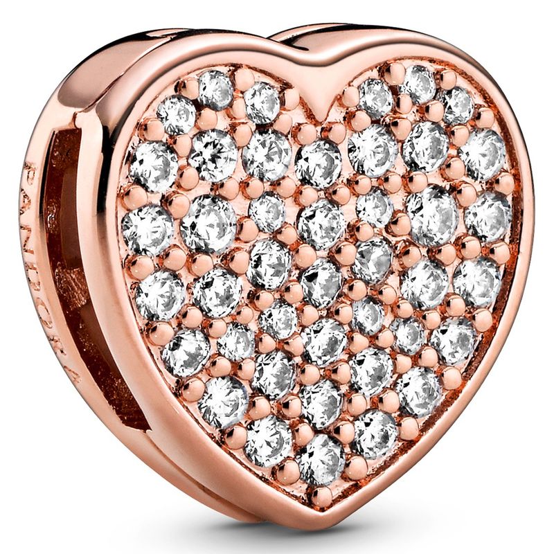 PANDORA - Clip Fijo Corazones En Pave Mujer Pandora