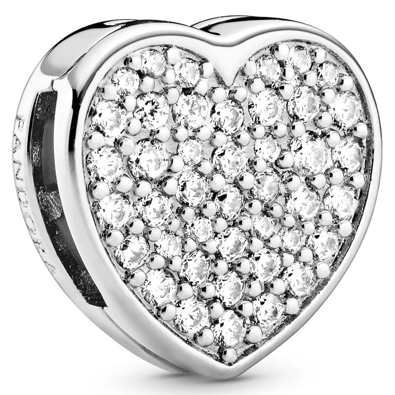 PANDORA - Clip Corazones En Pave De Plata Mujer Pandora