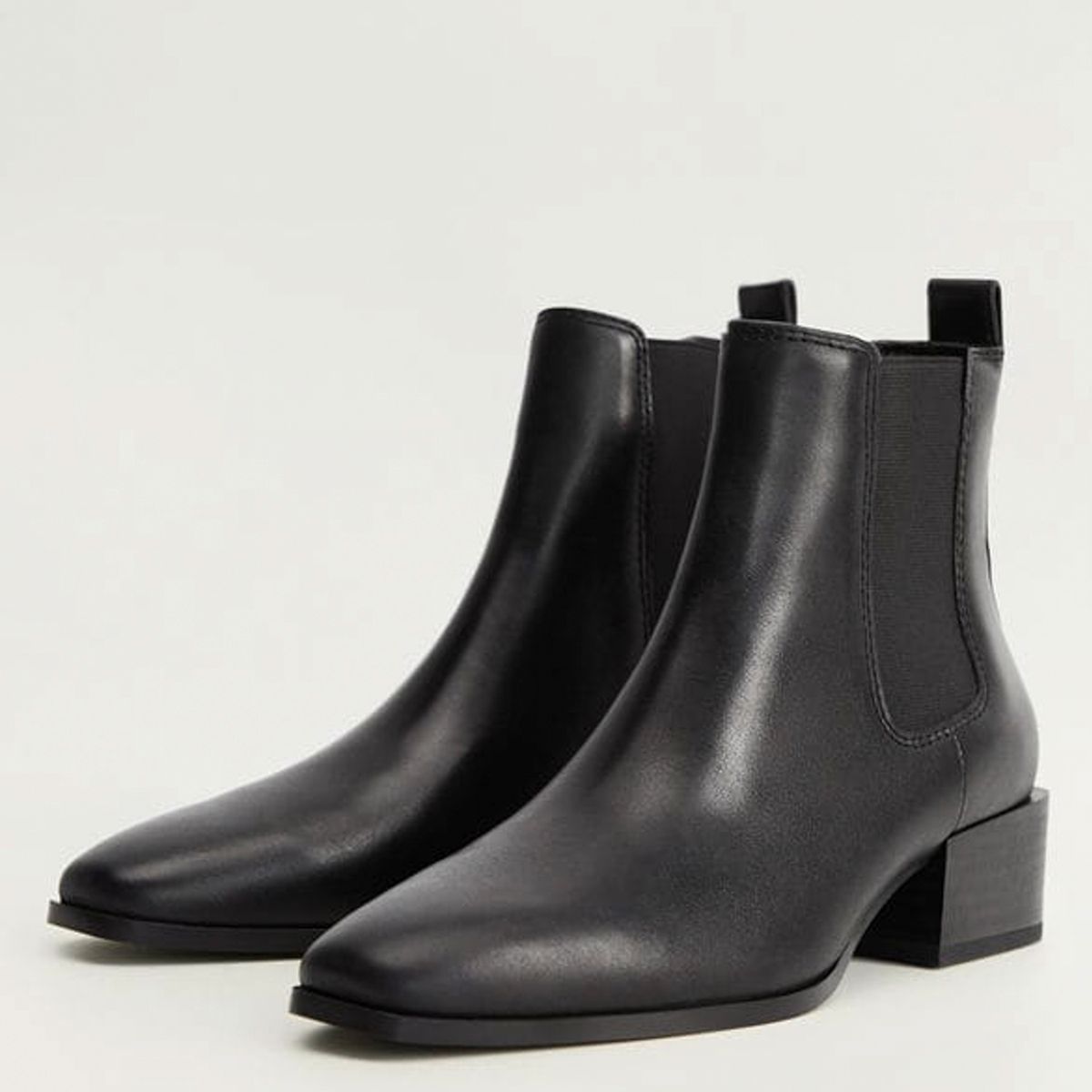 MANGO - Botín Mujer Cuero Negro