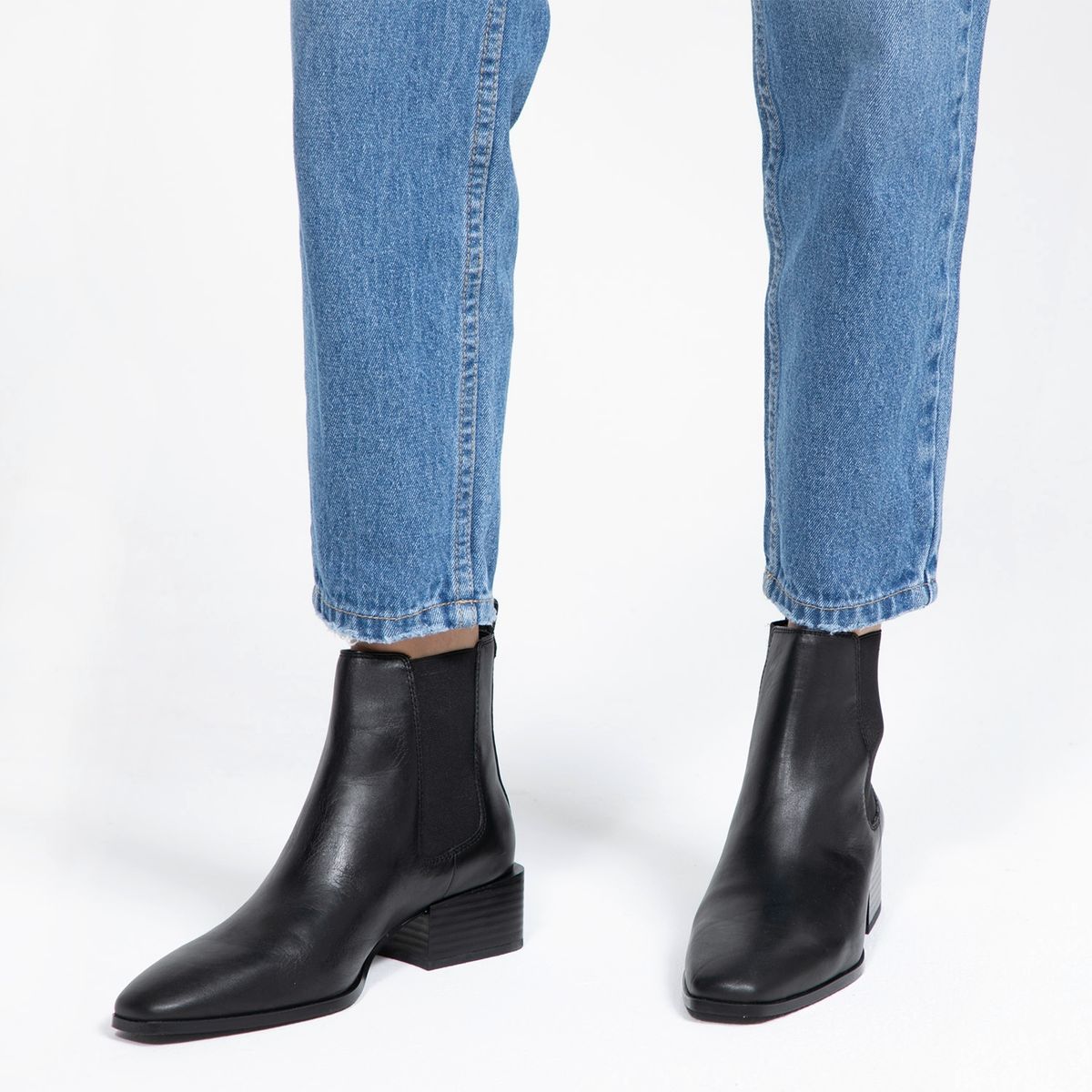 MANGO - Botín Mujer Cuero Negro