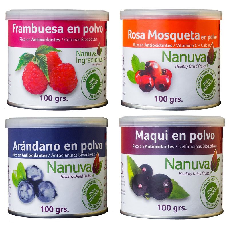 NANUVA INGREDIENTS HEALTHY DRIED FRUITS - 1 MAQUI  1 FRAMBUESA  1 ARANDANO  1  R.MOSQUETA