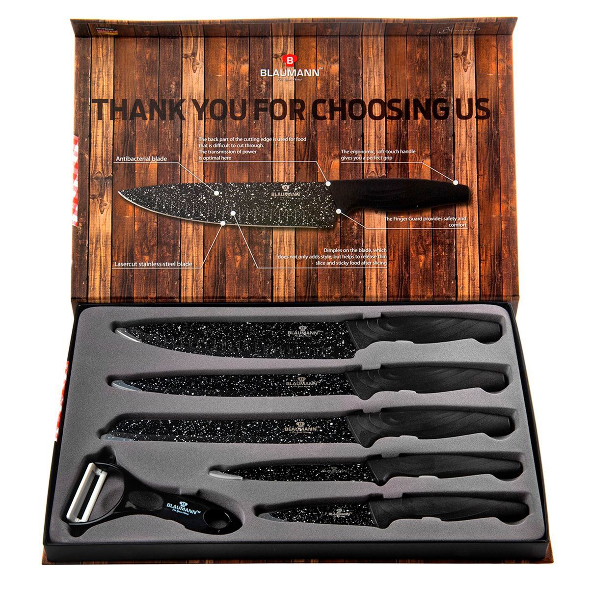 URBAN PRODUCTS - Set Cuchillos 5 Pcs + Pelador Blaumann Mármol