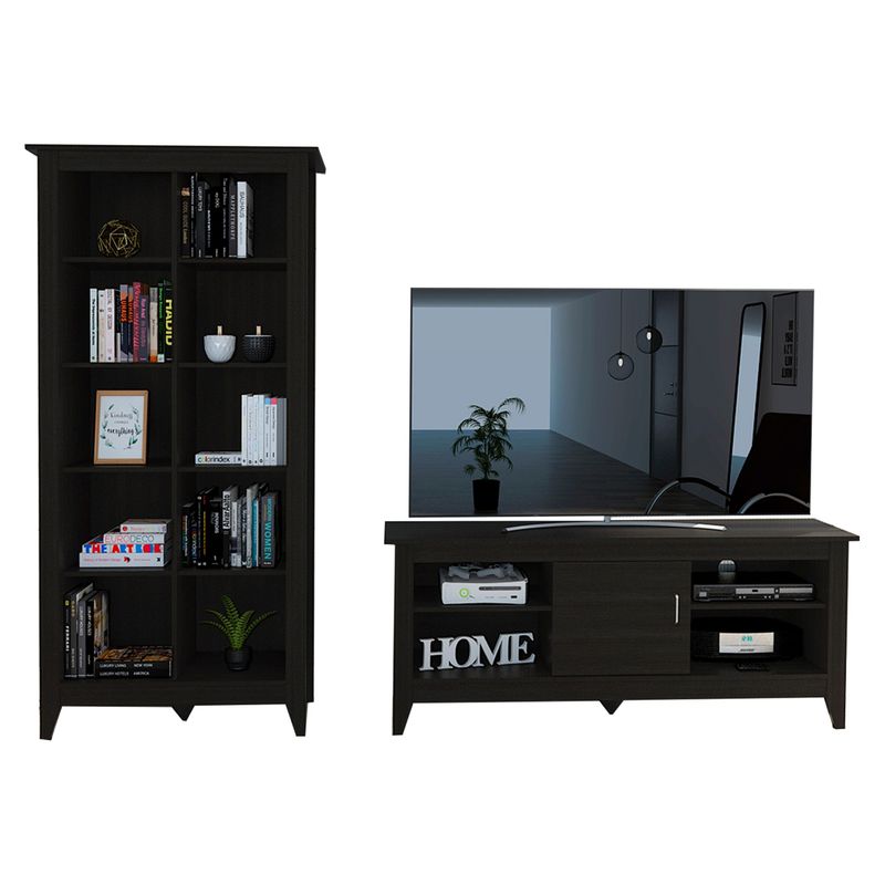 TUHOME - Rack TV 65" con Puerta+Librero Wen Essential Tuhome