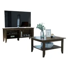 TUHOME - Mesa de Centro+Rack TV 65" Coñac Essential