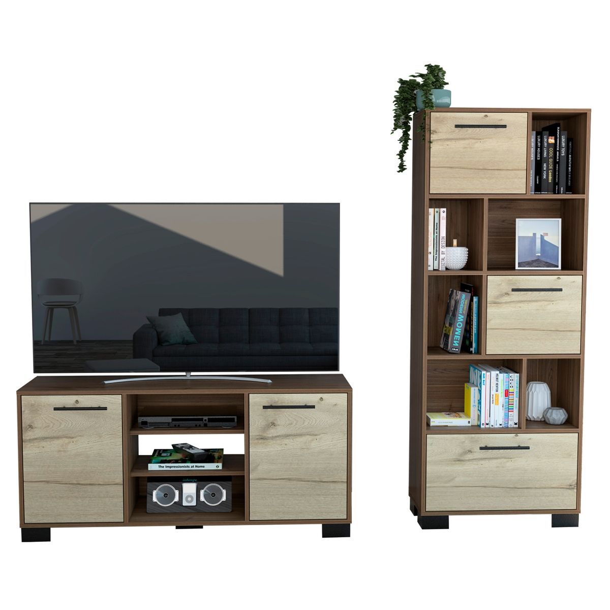 TUHOME - Rack TV 50"+Biblioteca Marsella Tuhome