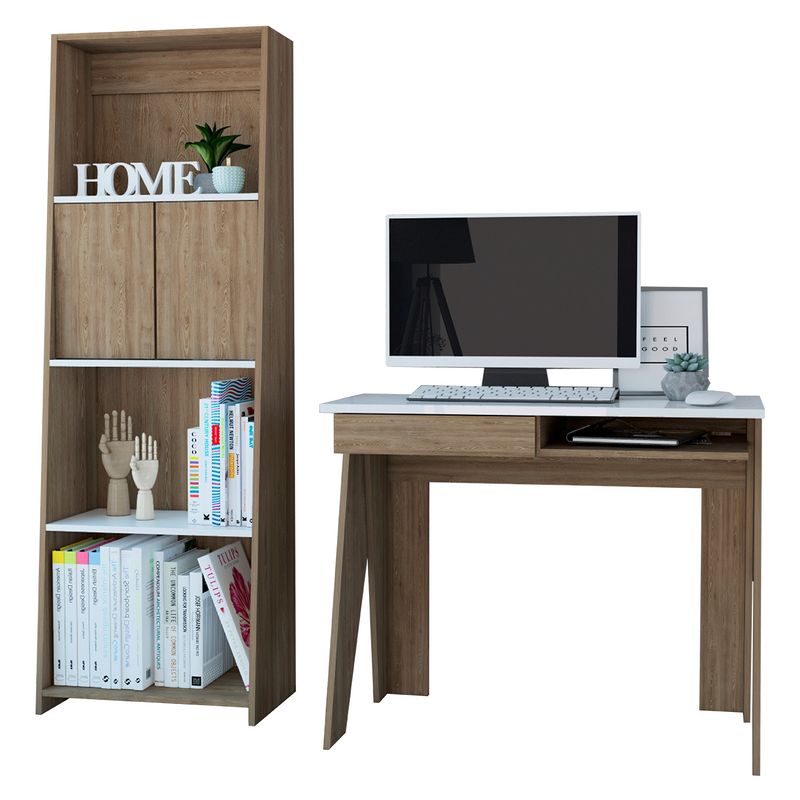 TUHOME - Escritorio + Biblioteca 160 Blanco Tuhome