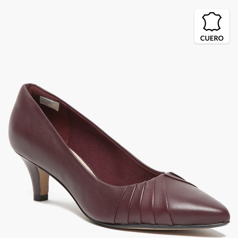CLARKS - Zapato Formal Mujer Cuero Burdeo