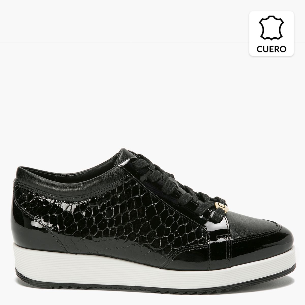 GACEL - Zapatilla Urbana Mujer Cuero Negra