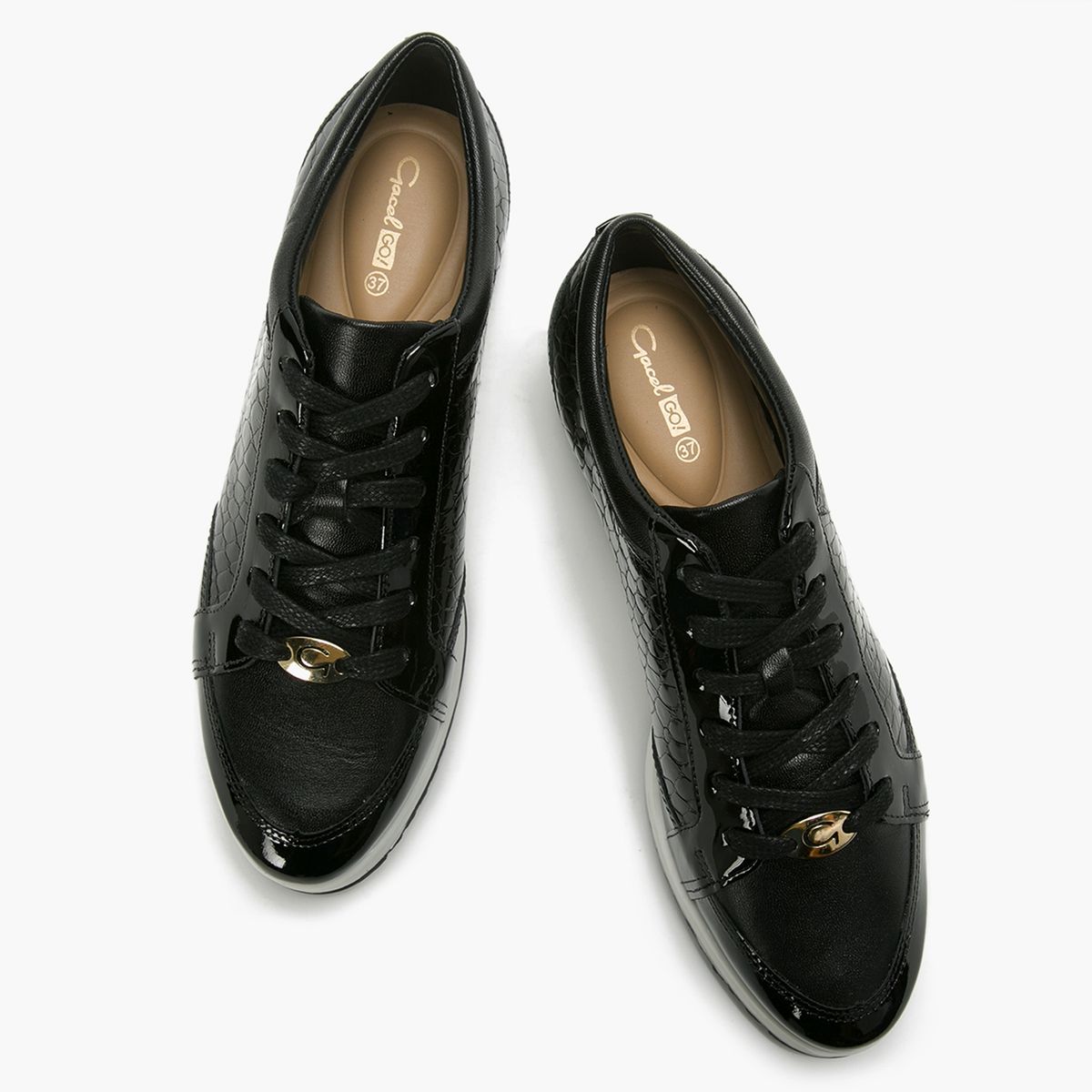 GACEL - Zapatilla Urbana Mujer Cuero Negra