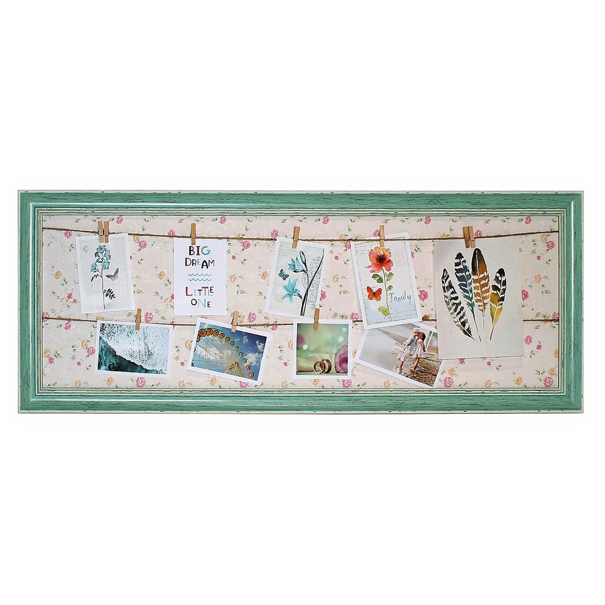 VGO - Marco 37X97 Con Ganchitos Fondo Flores Verde Vgo