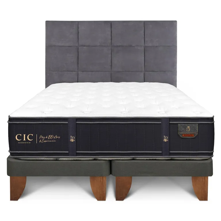 Cama Europea Grand Premium 2 Plazas Base Dividida Respaldo Tamesis