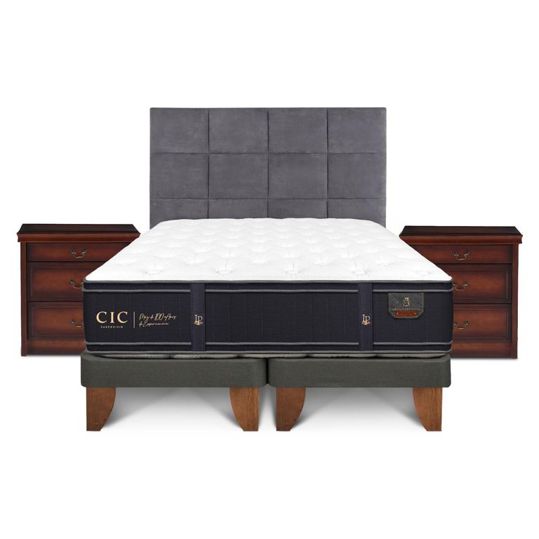 Cama Europea Grand Premium 2 Plazas Base Dividida + Muebles Tamesis