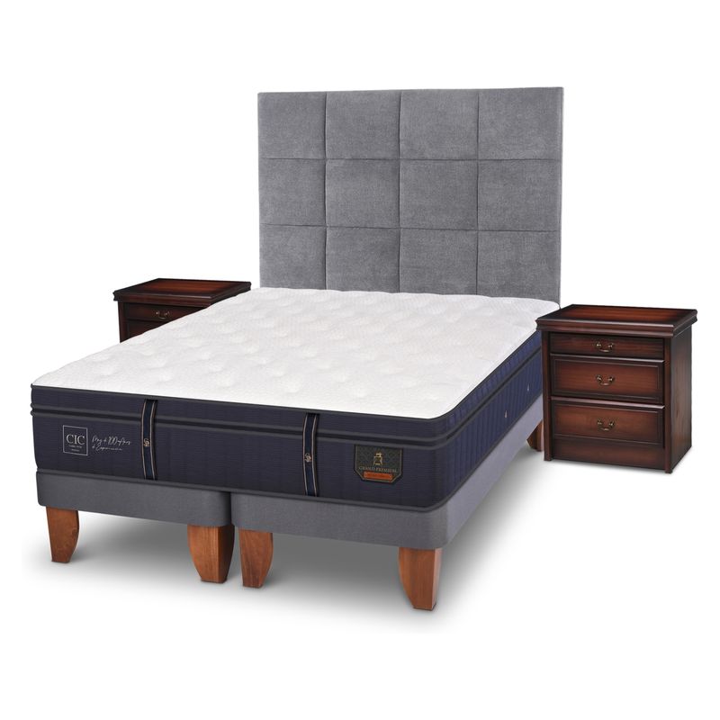 CIC - Cama Europea Cic Grand Premium 2 Plazas Base Dividida + Muebles Tamesis