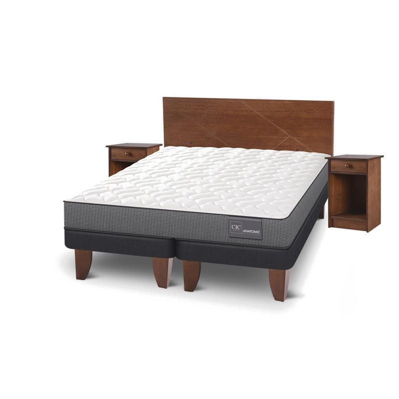 CIC - Cama Europea Cic Anatomic 2 Plazas + Muebles