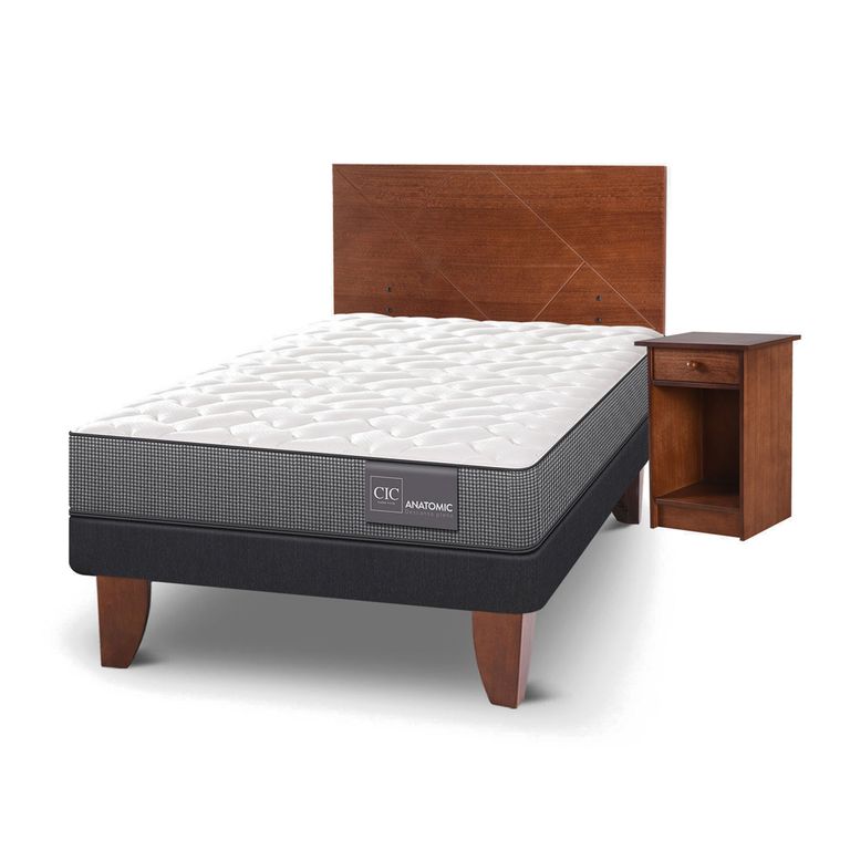 CIC Cama Europea Anatomic 1.5 Plazas + Muebles