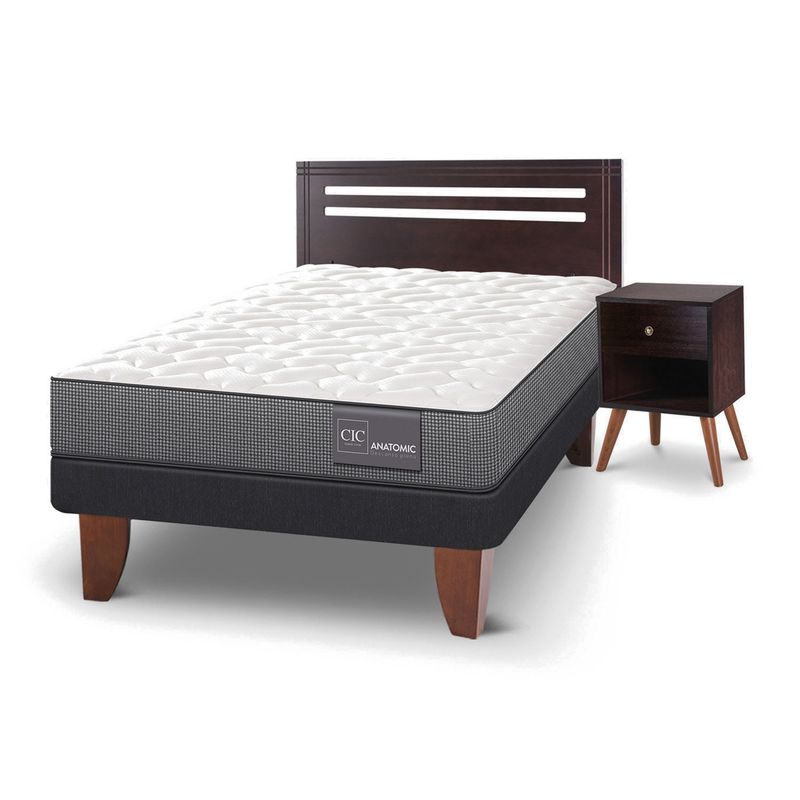 CIC - Cama Europea Cic Anatomic 1.5 Plazas + Muebles