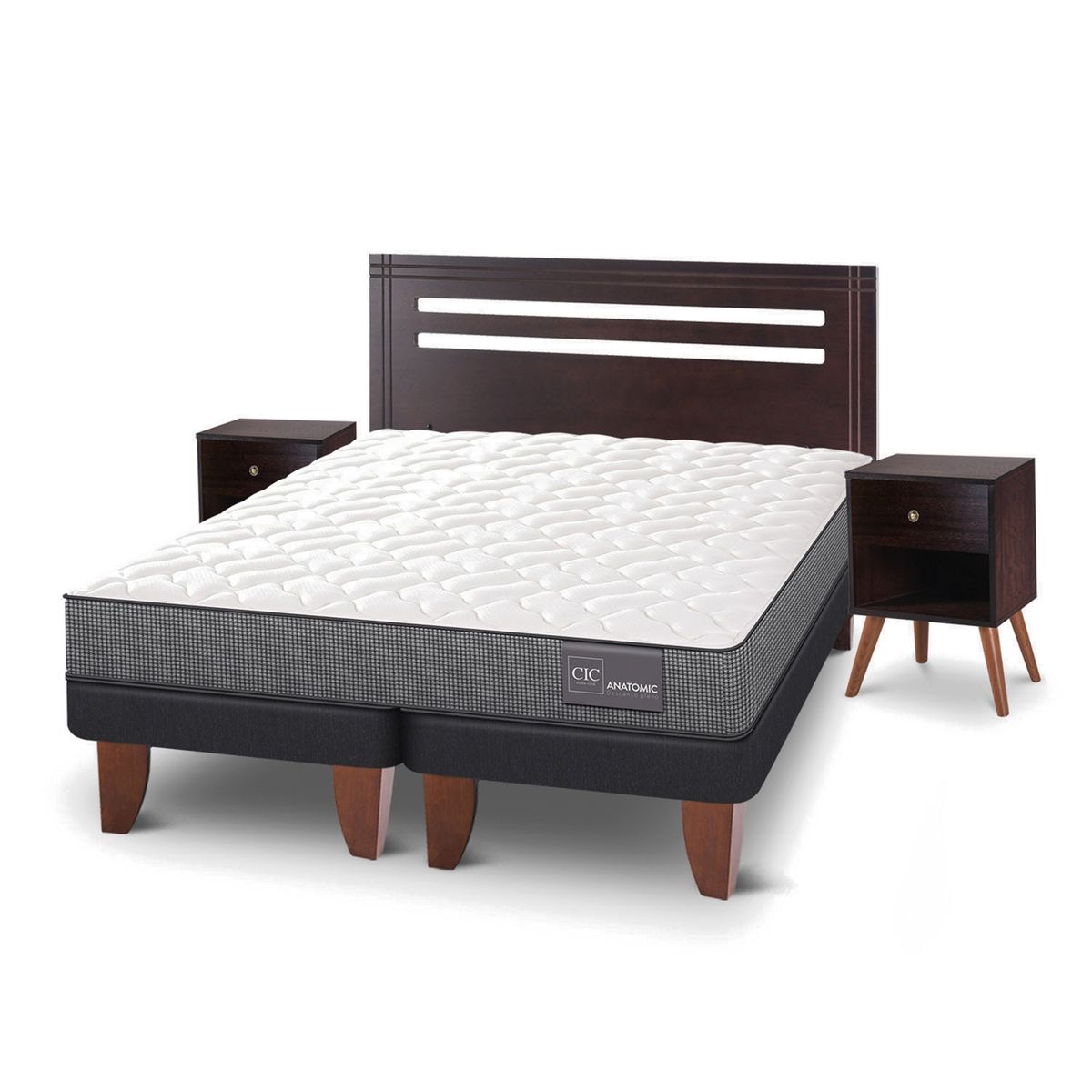 CIC - Cama Europea Cic Anatomic 2 Plazas + Muebles