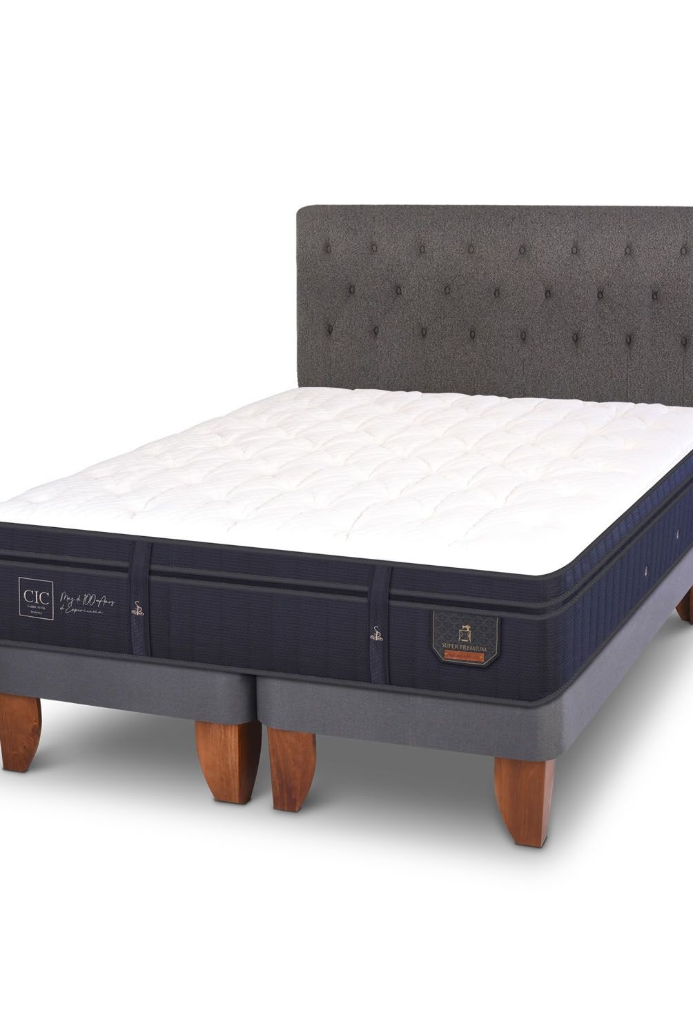CIC - Cama Europea Súper Premium 2 Plazas Bd 150 X 200 Cm + Respaldo Kavery Cic