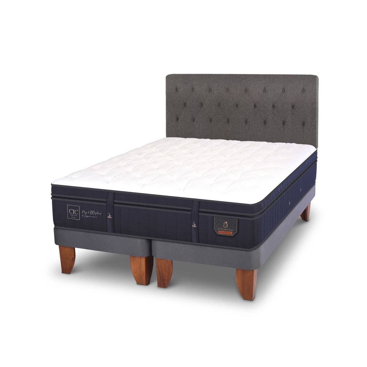 CIC - Cama Europea Súper Premium King Bd 180 X 200 Cm + Respaldo Kavery Cic