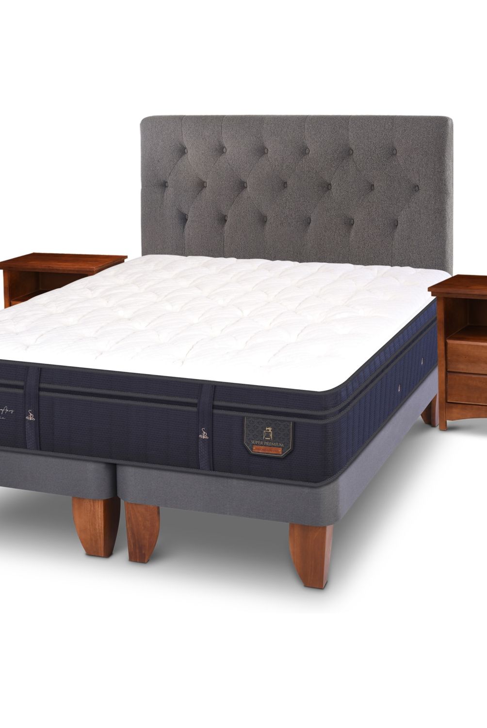 CIC - Cama Europea Super Premium 2 Plazas Base Dividida 150X200 Cm + Muebles Kavery Cic