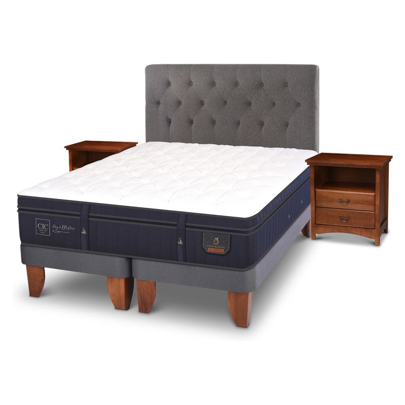 CIC - Cama Europea Super Premium 2 Plazas Base Dividida 150X200 Cm + Muebles Kavery Cic