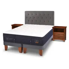 CIC - Cama Europea Super Premium 2 Plazas Base Dividida 150X200 Cm + Muebles Kavery