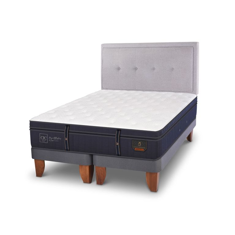 CIC Cama Europea Grand Premium 2 Plazas Base Dividida + Respaldo Ganges