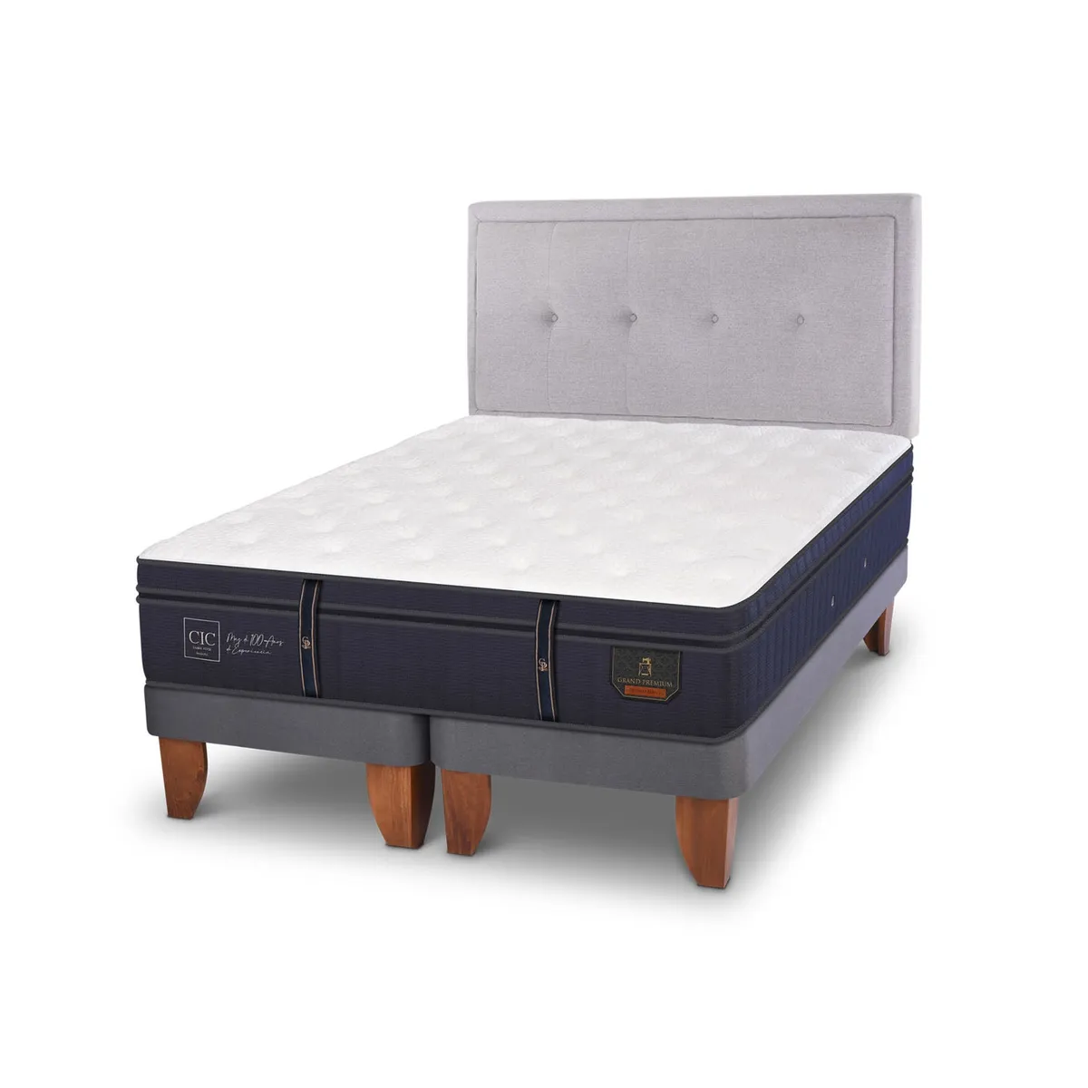 CIC - Cama Europea Cic Grand Premium 2 Plazas Base Dividida + Respaldo Ganges