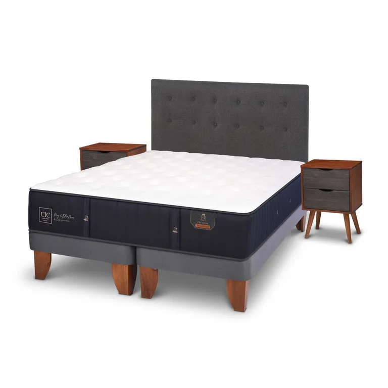 CIC Cama Europea Premium 2 Plazas + Muebles Eufrates