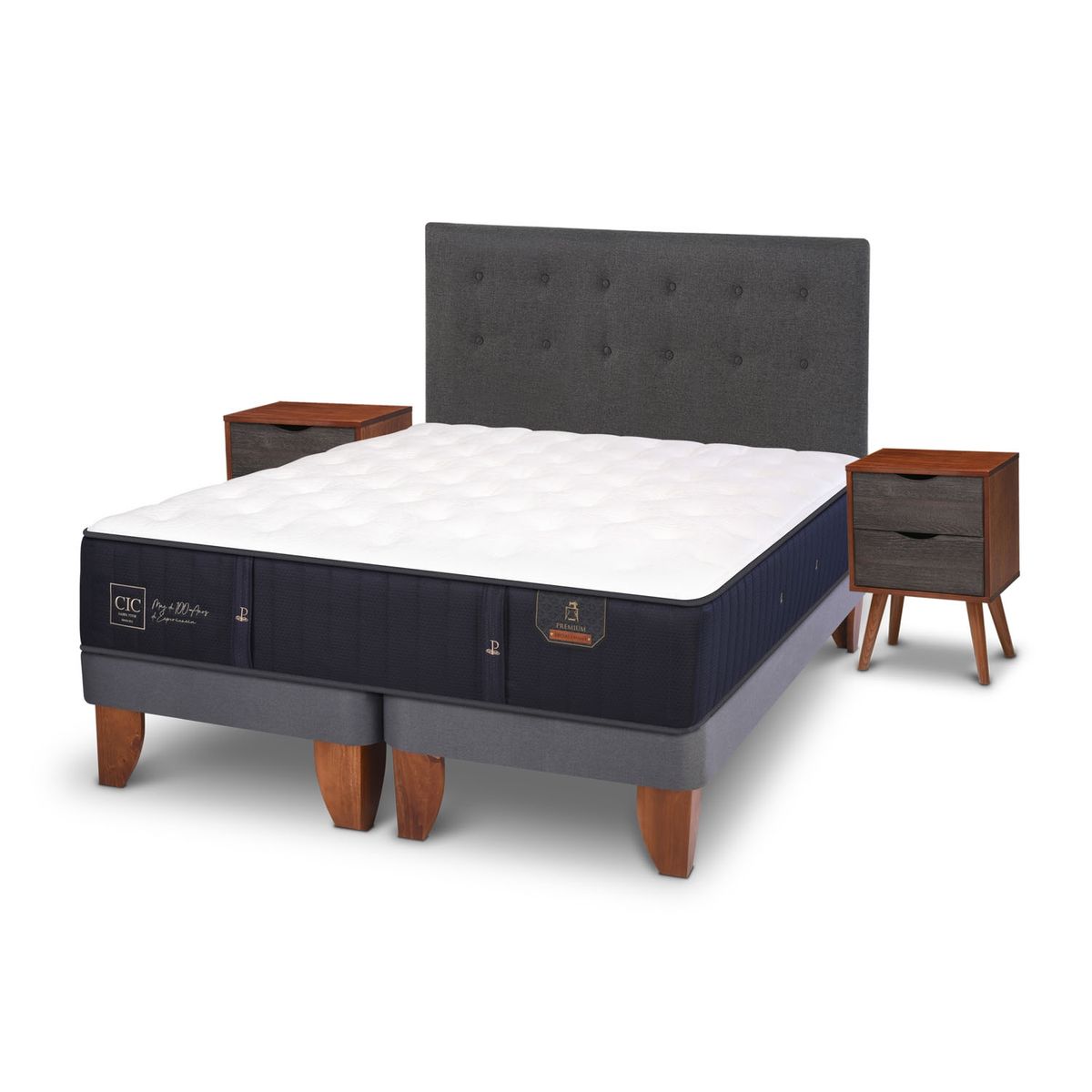 CIC - Cama Europea Premium 2 Plazas + Muebles Eufrates Cic