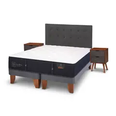 CIC - Cama Europea Premium 2 Plazas + Muebles Eufrates