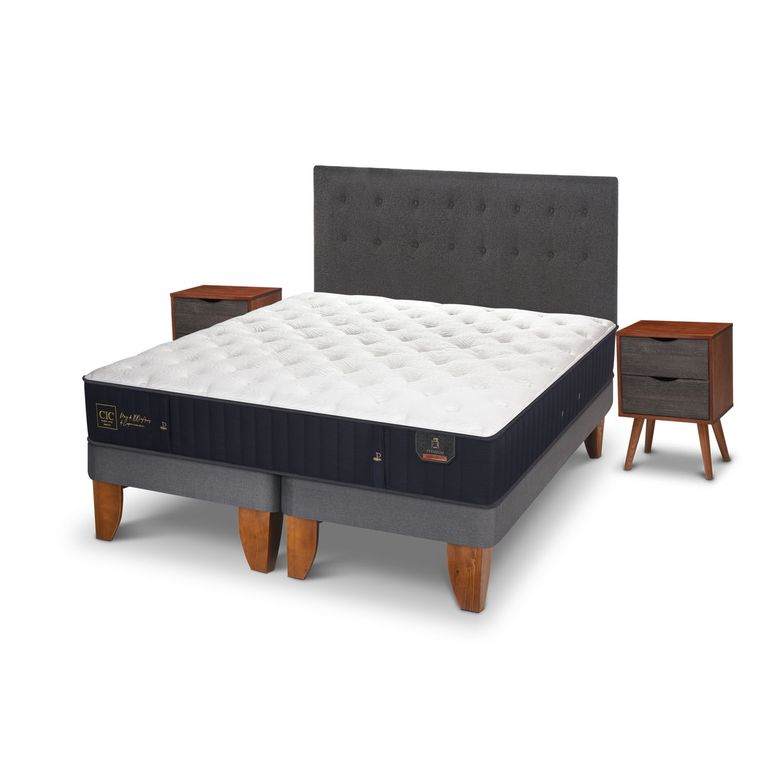 Cama Europea Premium King x 2.00mt Base Dividida + Respaldo