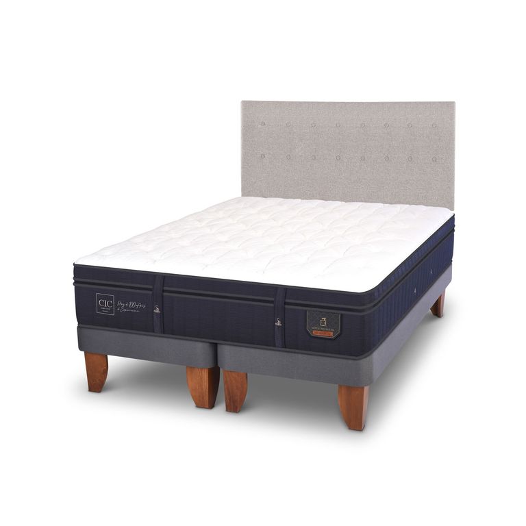 CIC Cama Europea Super Premium King x 2.00mt Base Dividida + Respaldo