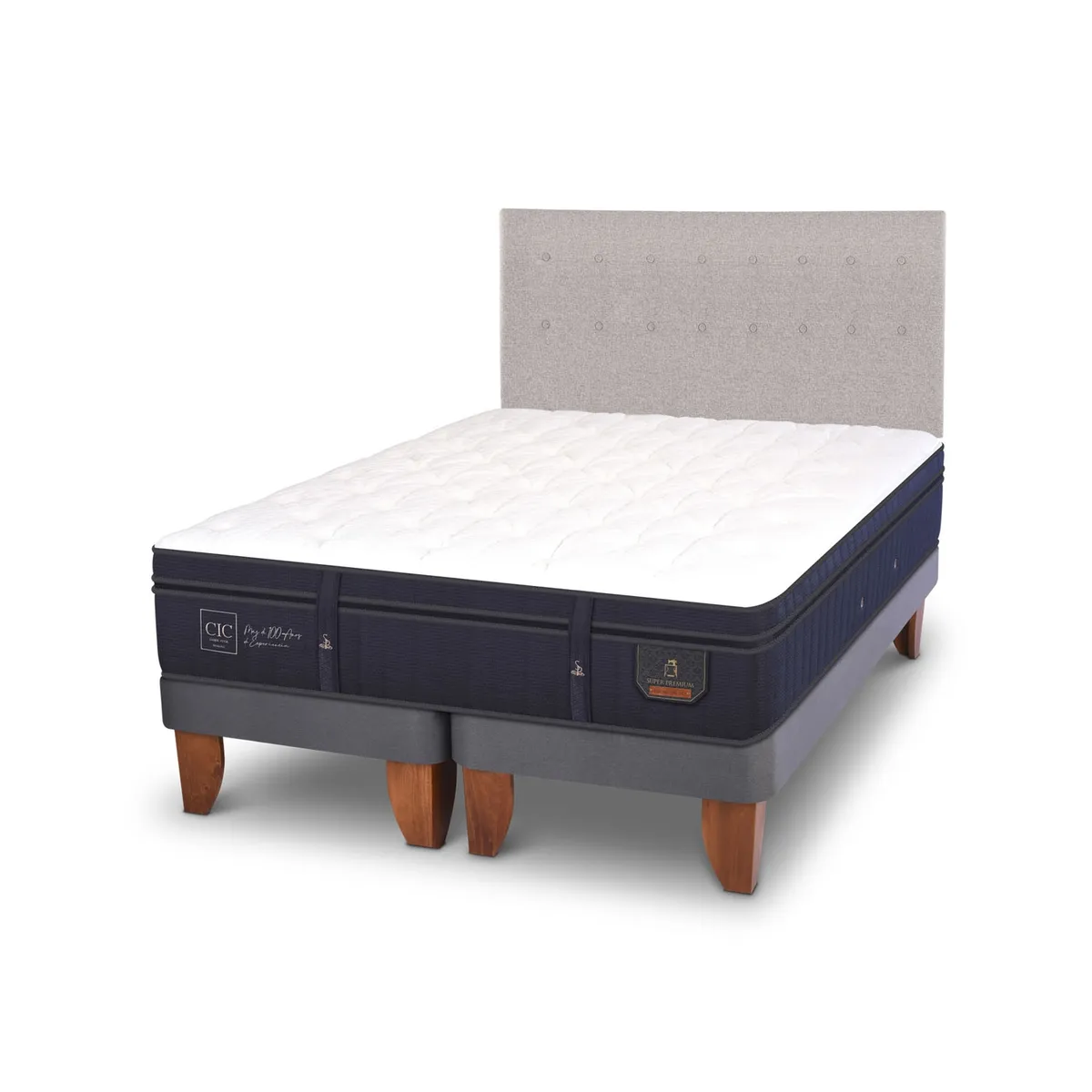 CIC - Cama Europea Super Premium King x 2.00mt Base Dividida + Respaldo Cic