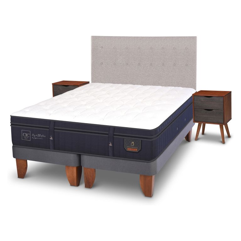 CIC Cama Europea Súper Premium King Bd 180X200 Cm + Muebles Tigris