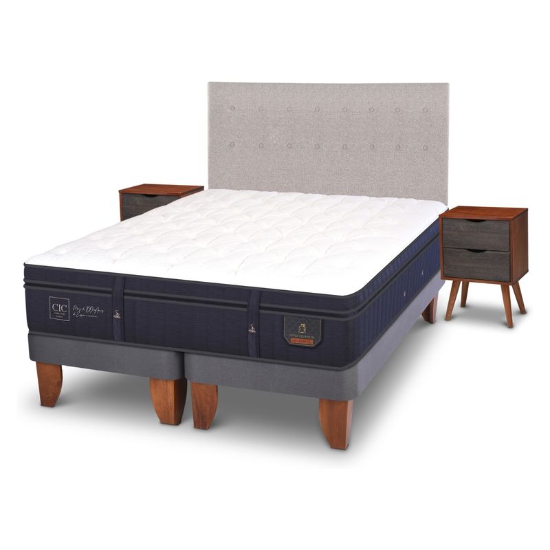 CIC - Cama Europea Súper Premium King Bd 180X200 Cm + Muebles Tigris Cic