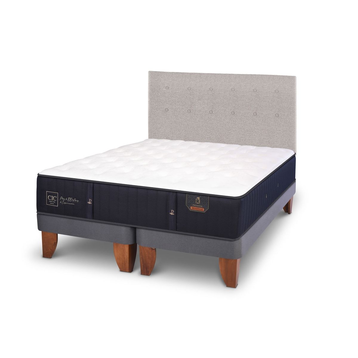 CIC - Cama Europea Premium  2 Plazas x 2.00mt Base Dividida + Respaldo Cic