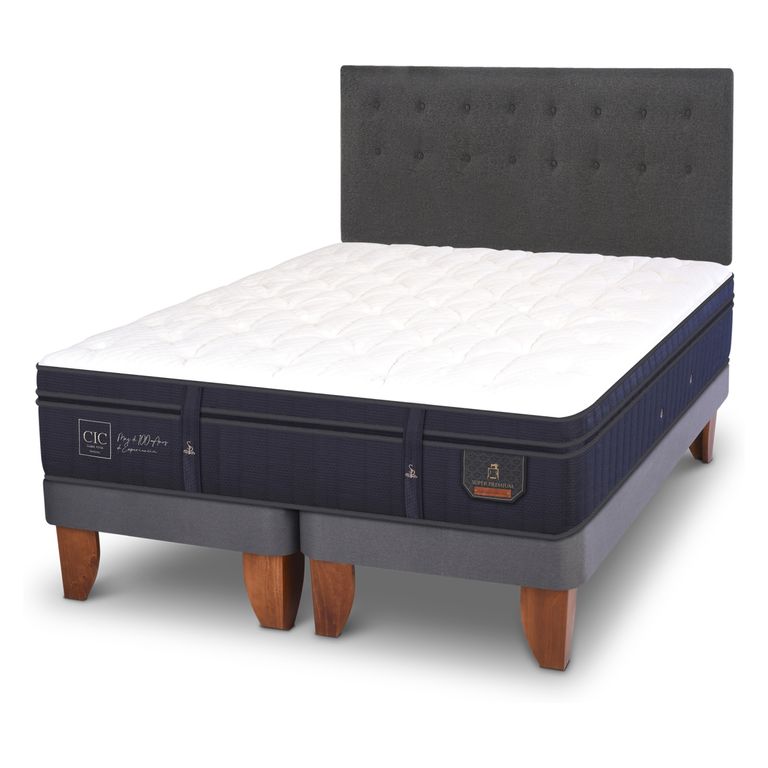 Cama Europea Super Premium King x 2.00mt Base Dividida + Respaldo