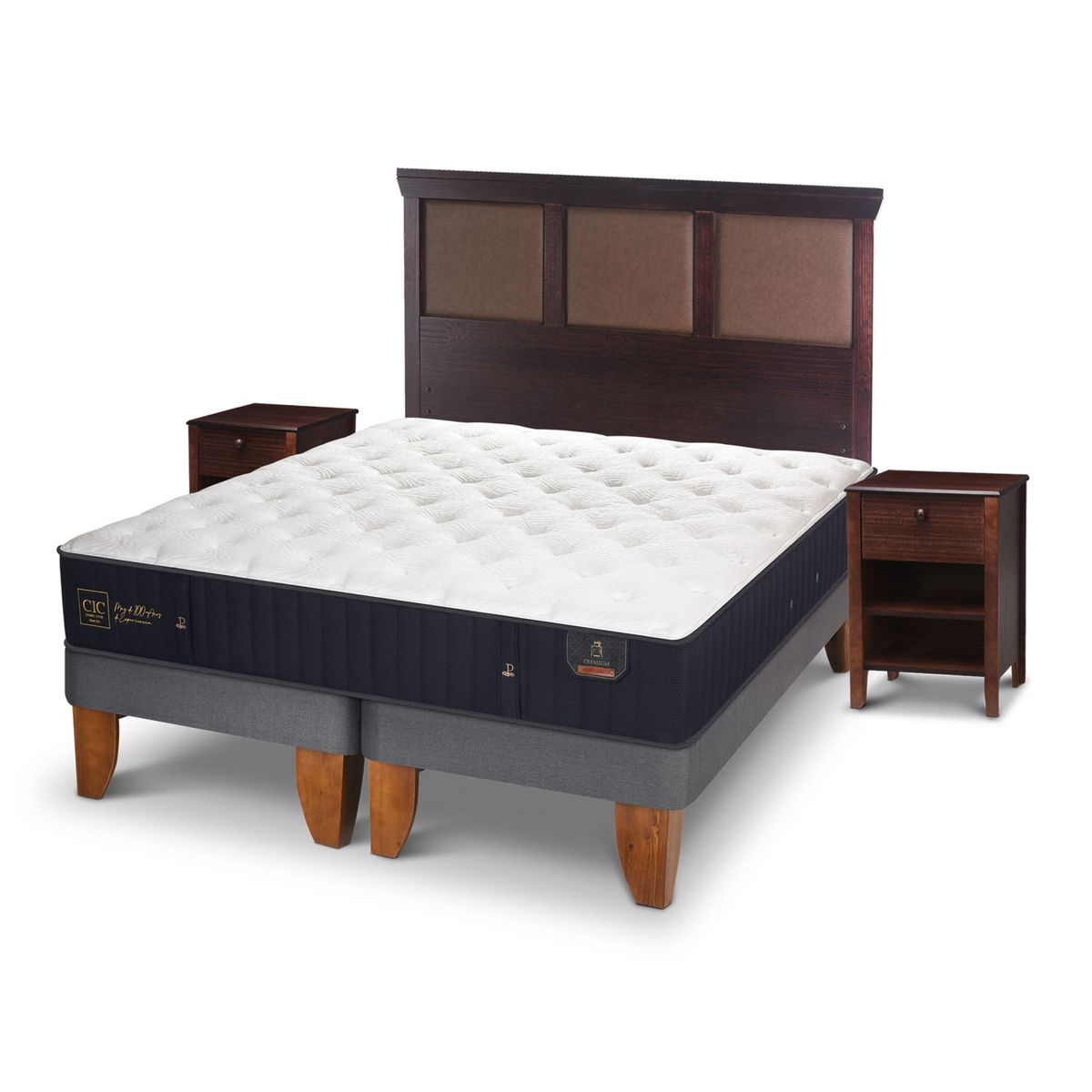 CIC - Cama Europea Premium 2 Plazas Bd 150 X 200 Cm + Muebles Torino Cic