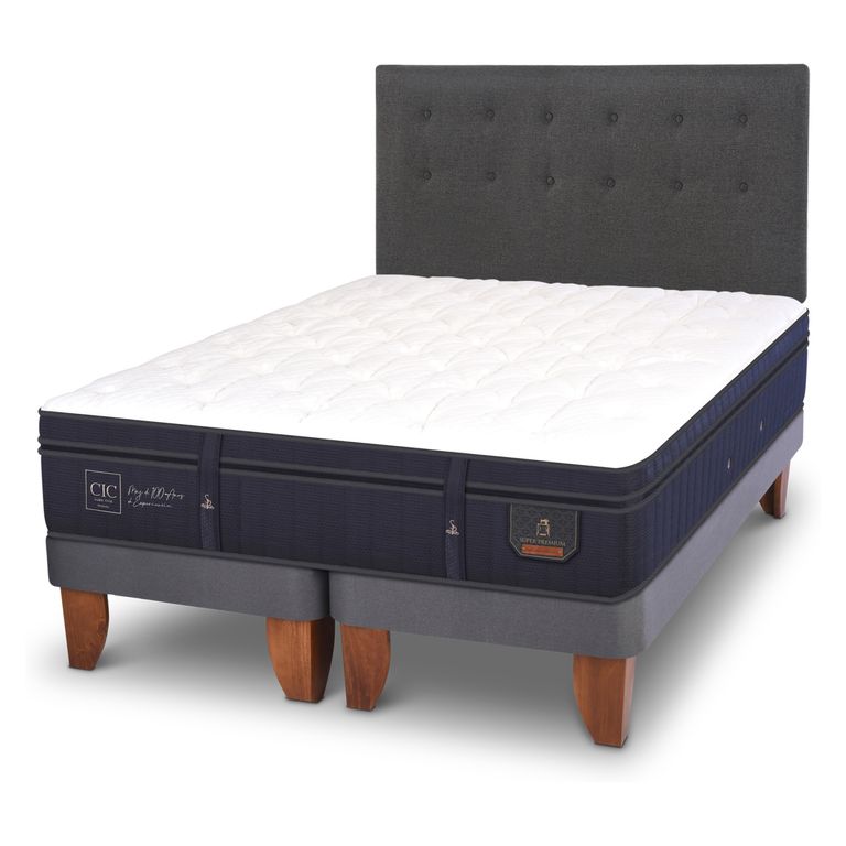 CIC Cama Europea Super Premium 2 Plazas x 2.00mt Base Dividida + Respaldo