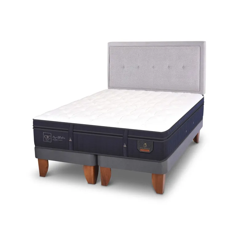 CIC Cama Europea Super Premium King + Respaldo Ganges