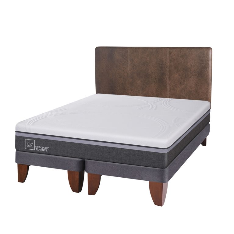 CIC Cama Europea Ortopedic Advance King Base Dividida 180X200 Cm + Respaldo Baker