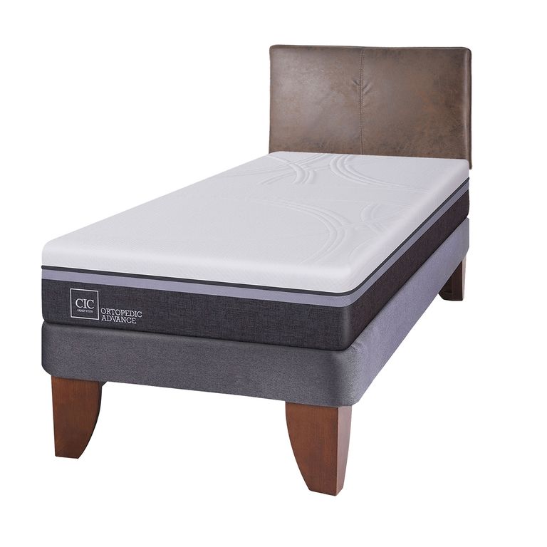 Cama Europea Ortopedic Advance 1.5 Plazas Base Normal 105X200 Cm + Respaldo Baker