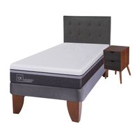 Cama Europea Ortop Adva 1.5 Plazas + Respaldo + 1 Velador