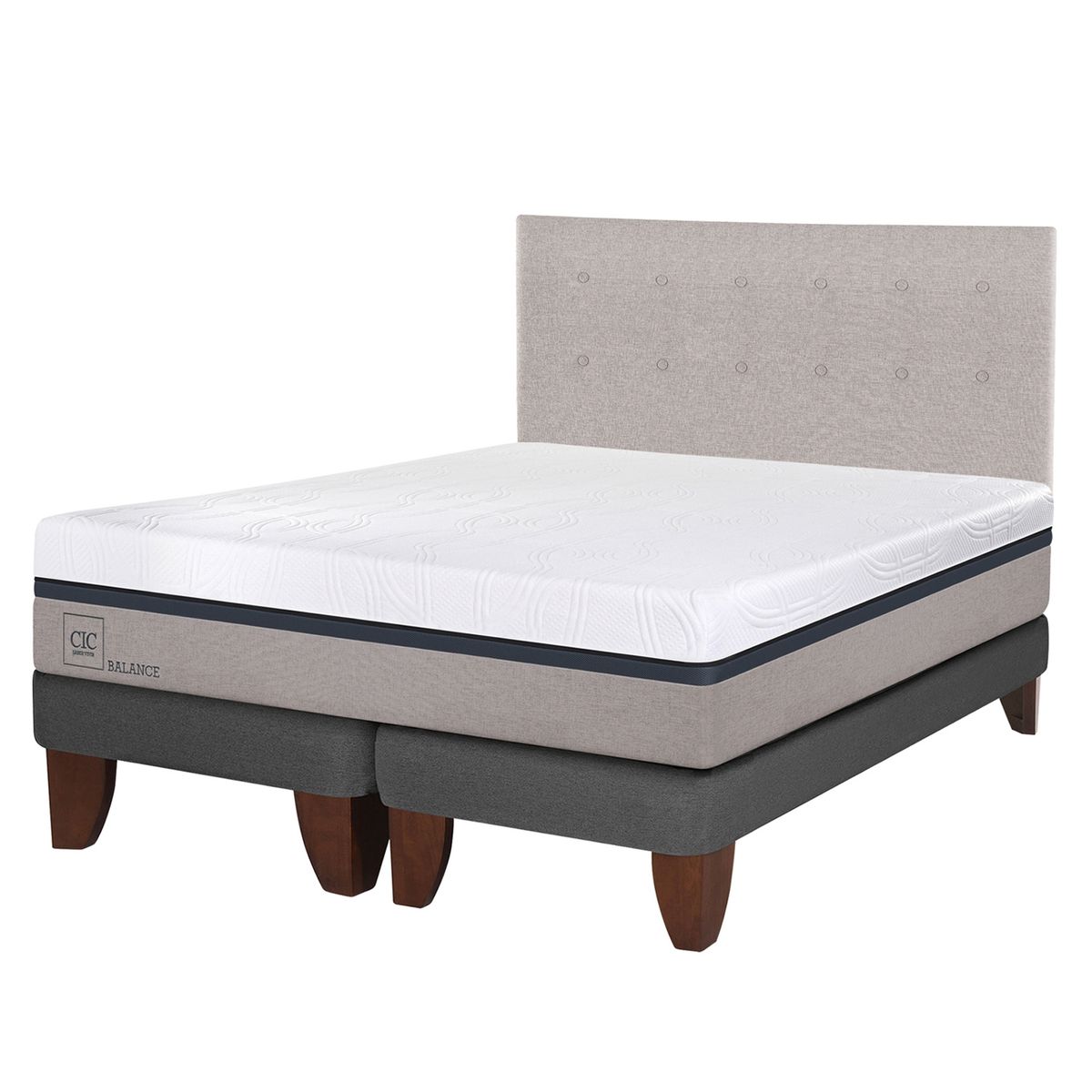 CIC - Cama Europea Balance 2 Plazas x 2.00mt Base Dividida + Respaldo Cic